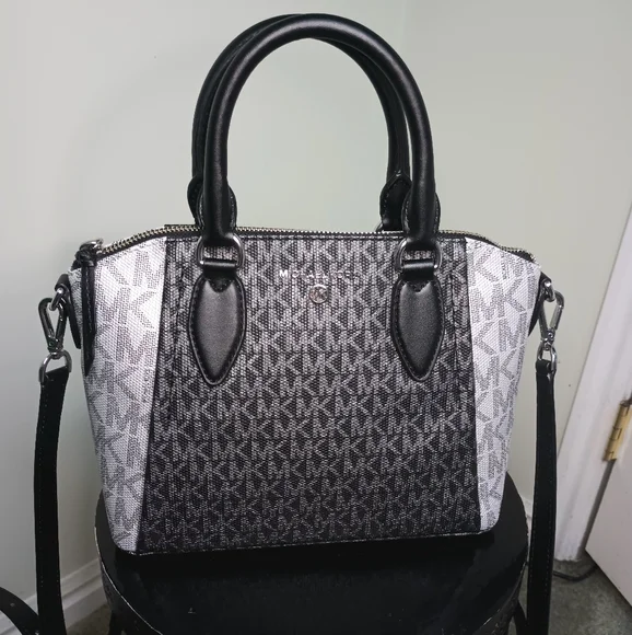 Michael Kors Sienna Medium Two-Tone GraphicLogo Messenger Bag - Picture 1 of 8